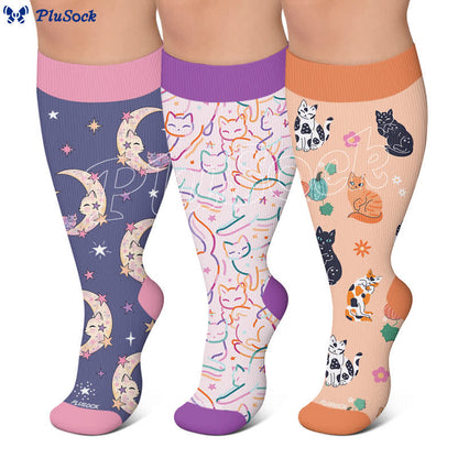 Chaussettes de compression Moonlit Kitty grandes tailles - image 0