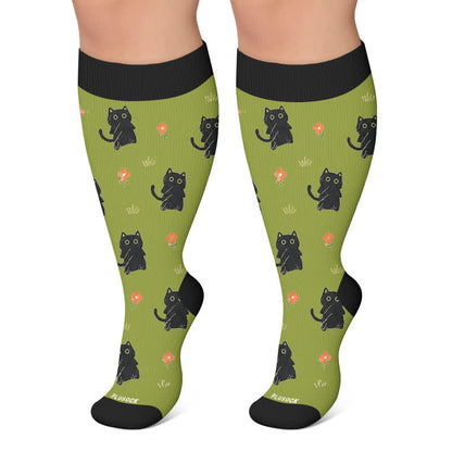 Chaussettes de compression Lazy Frog Cat grandes tailles - Vert foncé - 4XL - image 6