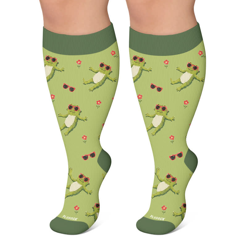 Chaussettes de compression Lazy Frog Cat grandes tailles - Vert - 4XL - image 7
