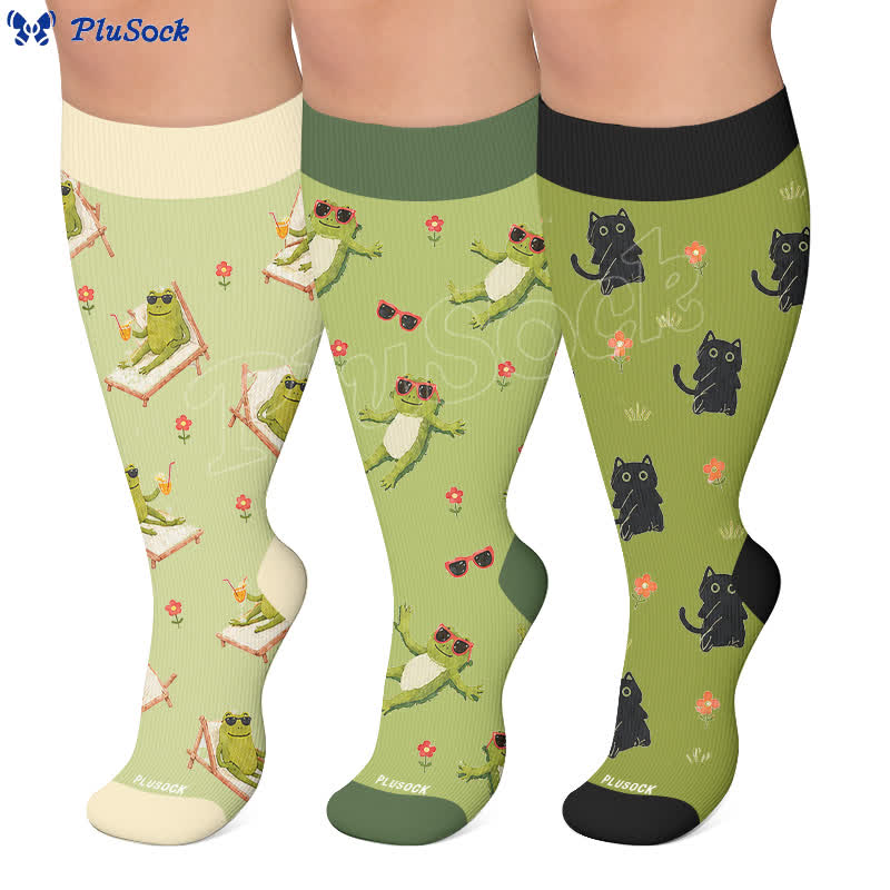 Chaussettes de compression Lazy Frog Cat grandes tailles - image 0