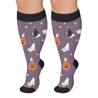 Chaussettes de compression grande taille Crow Witch Cat - Violet foncé - 4XL - image 5