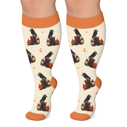 Chaussettes de compression grande taille Crow Witch Cat - Abricot - 4XL - image 4