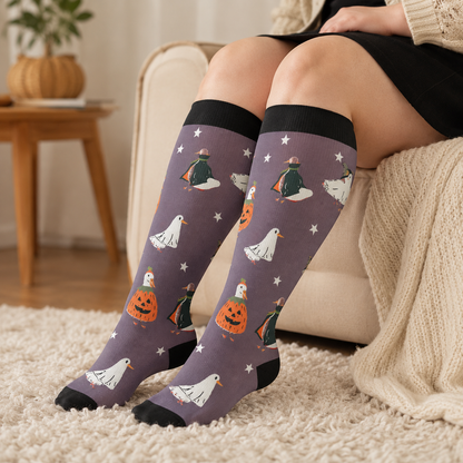 Chaussettes de compression grande taille Crow Witch Cat - image 2