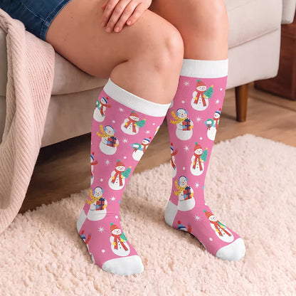 Chaussettes de compression grande taille bonhomme de neige de Noël - image 2