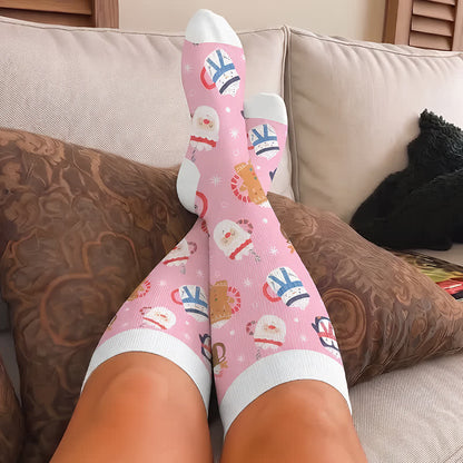 Chaussettes de compression grande taille bonhomme de neige de Noël - image 3