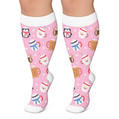 Chaussettes de compression grande taille bonhomme de neige de Noël - image 5