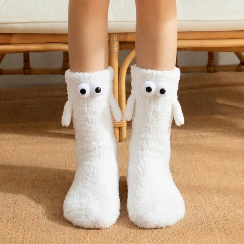 Chaussettes-chaussons tubulaires blanches à yeux mobiles (4 paires) - Blanc - EU36-42(US3-8.5) - image 0