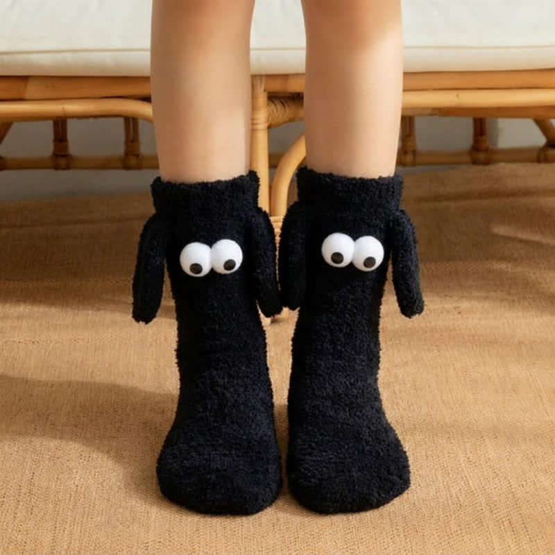 Chaussettes-chaussons tubulaires blanches à yeux mobiles (4 paires) - Noir - EU36-42(US3-8.5) - image 1
