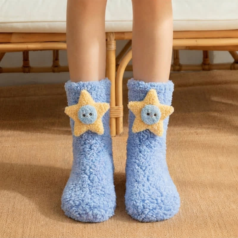 Chaussettes-chaussons à motif ours étoilé rose et bleu - Bleu - EU36-42(US3-8.5) - image 3