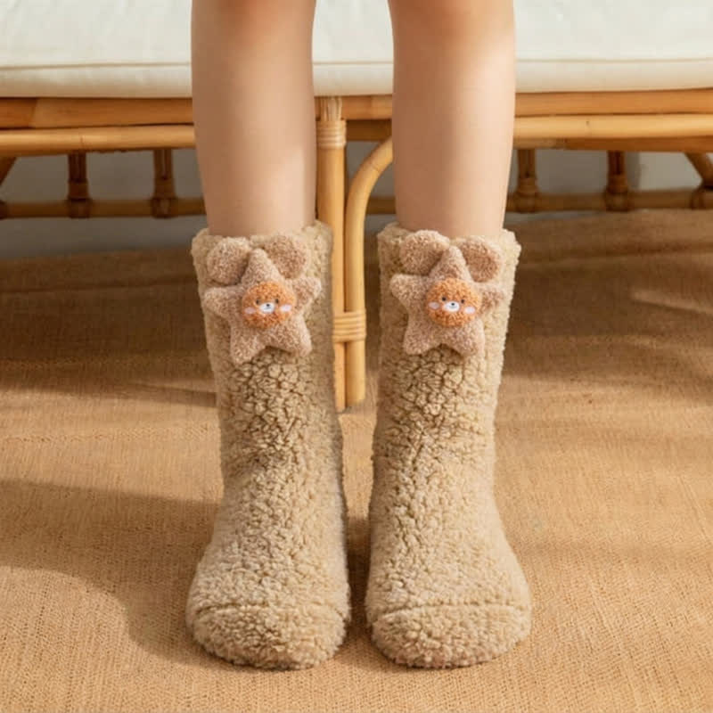 Chaussettes-chaussons à motif ours étoilé rose et bleu - Kaki - EU36-42(US3-8.5) - image 5
