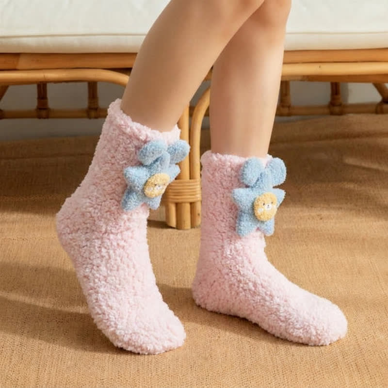 Chaussettes-chaussons à motif ours étoilé rose et bleu - Rose - EU36-42(US3-8.5) - image 1
