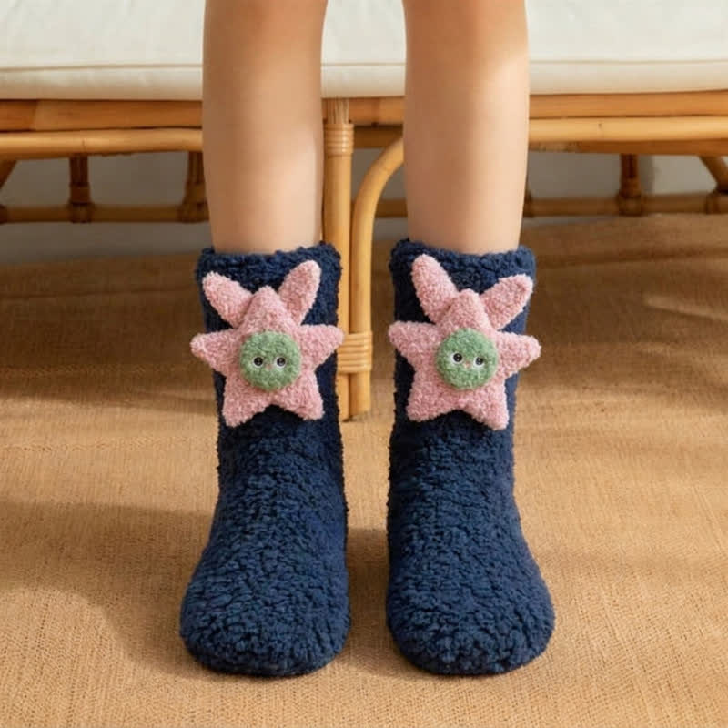 Chaussettes-chaussons à motif ours étoilé rose et bleu - Bleu marine - EU36-42(US3-8.5) - image 4