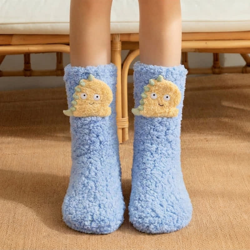 Chaussettes-chaussons blanches et roses à motifs de dinosaures. - Bleu - EU36-42(US3-8.5) - image 5