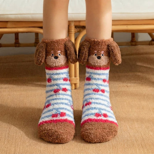 Chaussettes rayées à oreilles de chiot (3 paires) - Rouge - EU36-42(US3-8.5) - image 0