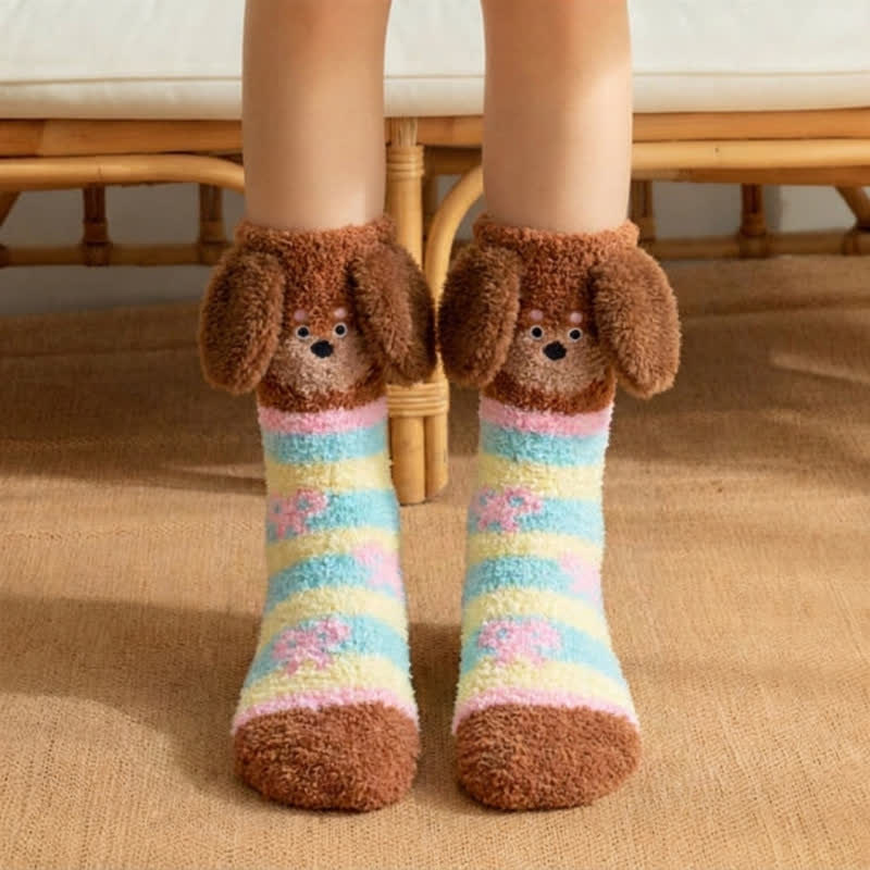 Chaussettes rayées à oreilles de chiot (3 paires) - Jaune - EU36-42(US3-8.5) - image 3