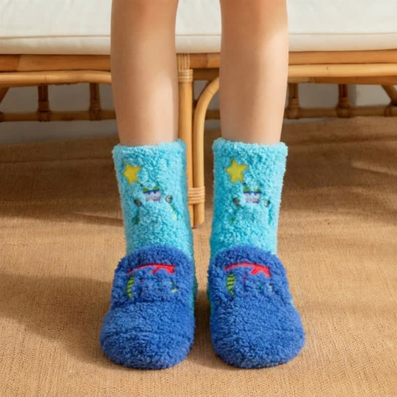 Chaussettes-chaussons à motif couronne rose fuchsia - Bleu - EU36-42(US3-8.5) - image 2