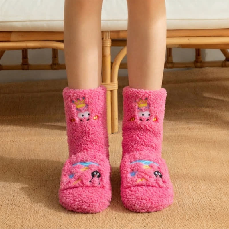 Chaussettes-chaussons à motif couronne rose fuchsia - Rose - EU36-42(US3-8.5) - image 1