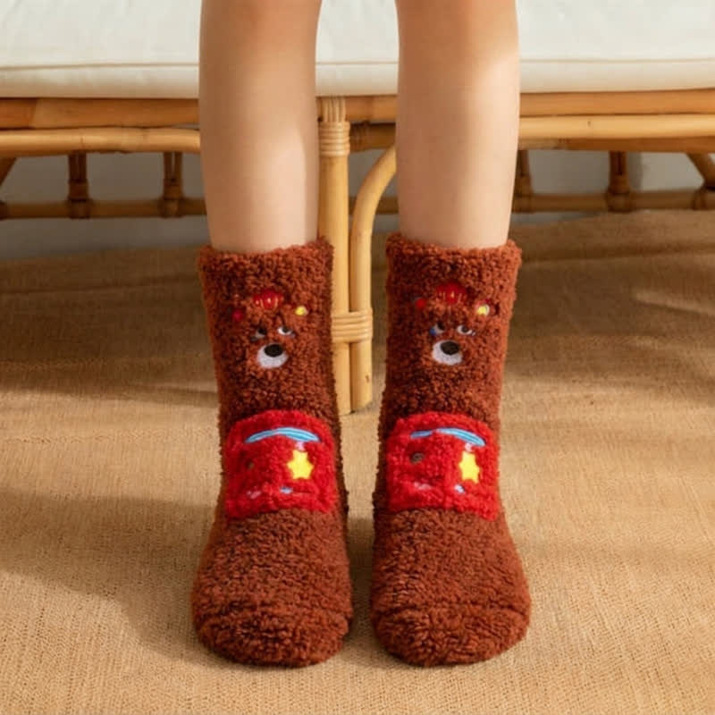Chaussettes-chaussons à motif couronne rose fuchsia - Brun - EU36-42(US3-8.5) - image 3