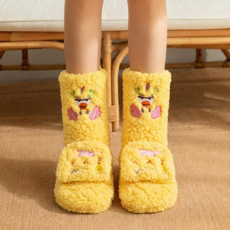 Chaussettes-chaussons à motif couronne rose fuchsia - Jaune - EU36-42(US3-8.5) - image 4