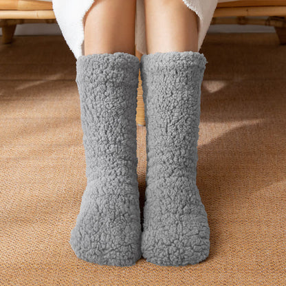 Chaussettes-chaussons blanches unies et duveteuses mi-mollet (2 paires) - Gris - EU36-42(US3-8.5) - image 5