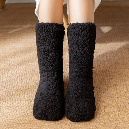 Chaussettes-chaussons blanches unies et duveteuses mi-mollet (2 paires) - Noir - EU36-42(US3-8.5) - image 4