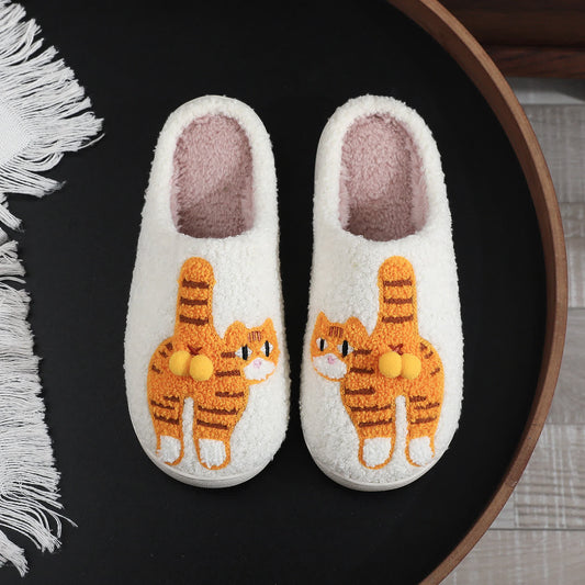 Pantoufles brodées Cozy Cat grandes tailles - Blanc - EU44-45(US9-10) - image 0