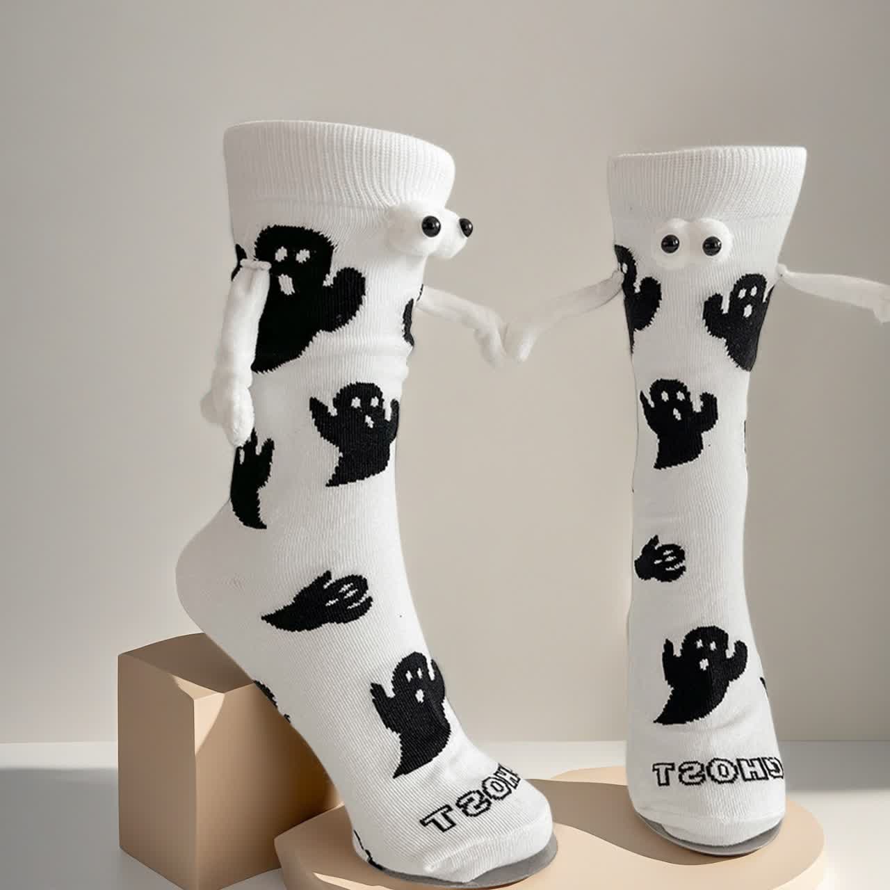 Chaussettes magnétiques fantômes pour tenir la main (4 paires) - Blanc - EU36-40(US3-7) - image 3