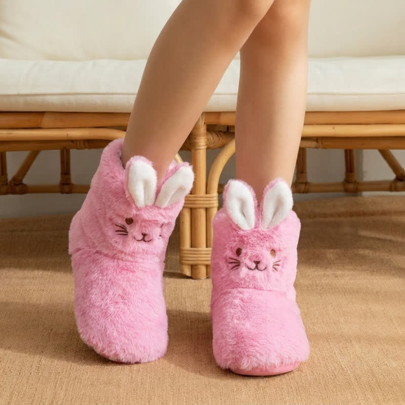 Chaussettes-chaussons en polaire peluche à oreilles de lapin roses - Rose foncé - EU39-41 (US6-7.5) - image 2