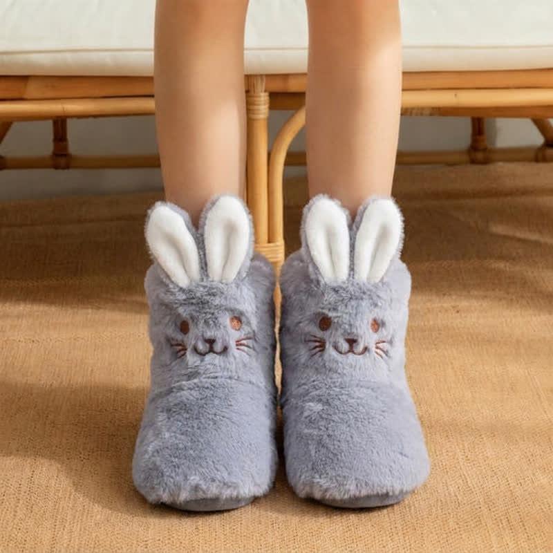 Chaussettes-chaussons en polaire peluche à oreilles de lapin roses - Gris - EU39-41 (US6-7.5) - image 4