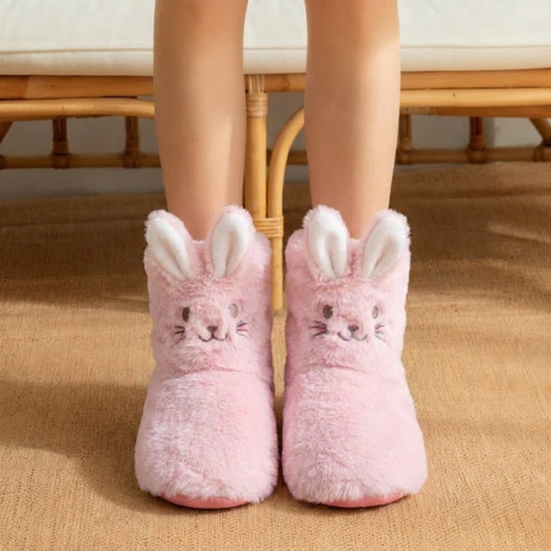Chaussettes-chaussons en polaire peluche à oreilles de lapin roses - Rose clair - EU39-41 (US6-7.5) - image 0