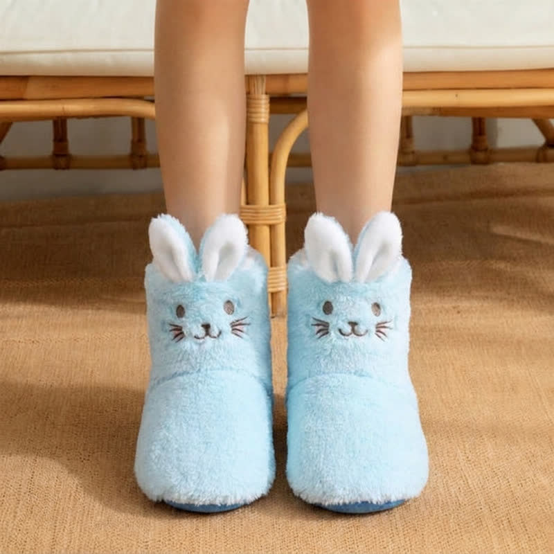 Chaussettes-chaussons en polaire peluche à oreilles de lapin roses - Bleu clair - EU39-41 (US6-7.5) - image 3