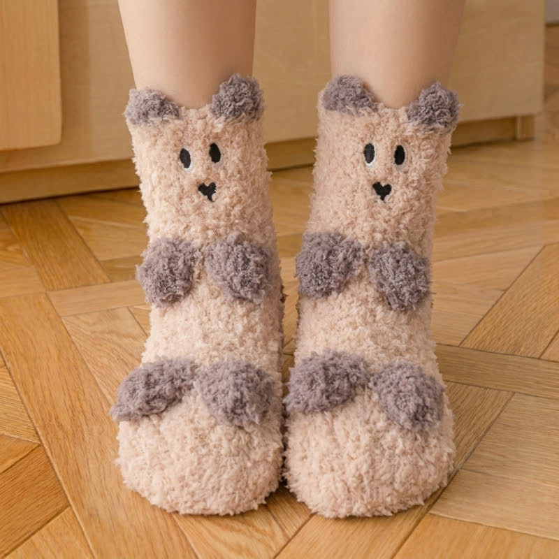 Chaussettes-chaussons en polaire mignonnes avec motif animal blanc - je - EU36-41(US3-7.5) - image 8
