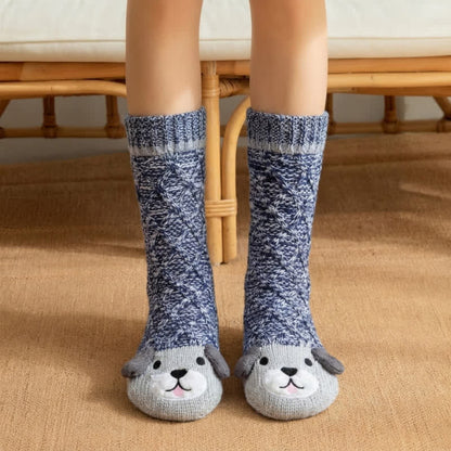 Chaussettes-chaussons doublées polaire à carreaux bordeaux - image 0