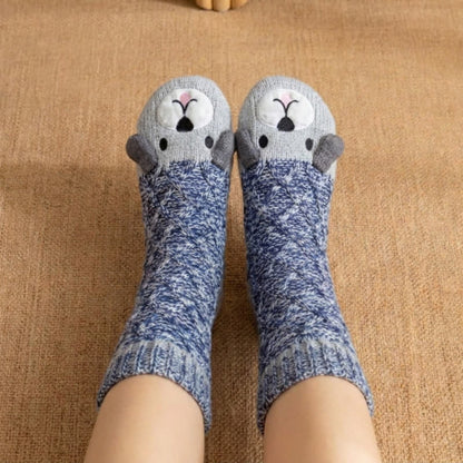 Chaussettes-chaussons doublées polaire à carreaux bordeaux - Bleu - EU36-40(US3-7) - image 2