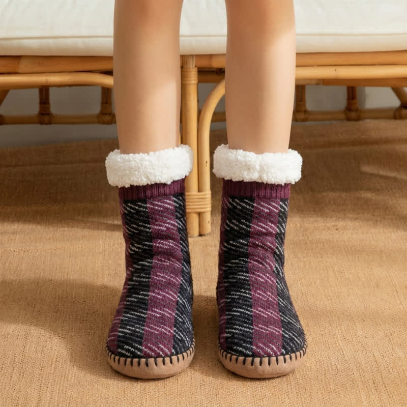 Chaussettes-chaussons tricotées à motif de chiot bleu-gris - Rouge - EU36-40(US3-7) - image 0