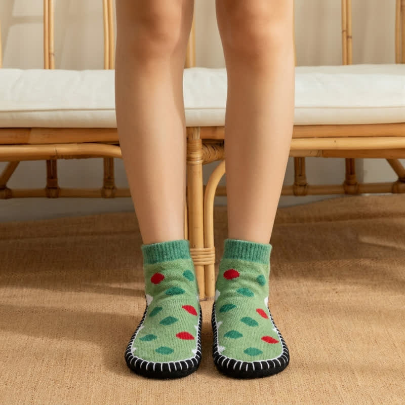 Chaussettes-chaussons antidérapantes à pois verts - Vert - EU36-40(US3-7) - image 0