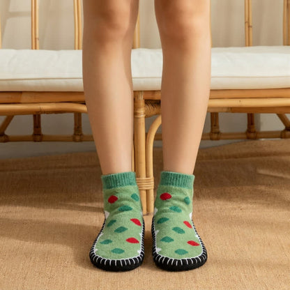 Chaussettes-chaussons antidérapantes à pois verts - Vert - EU36-40(US3-7) - image 0