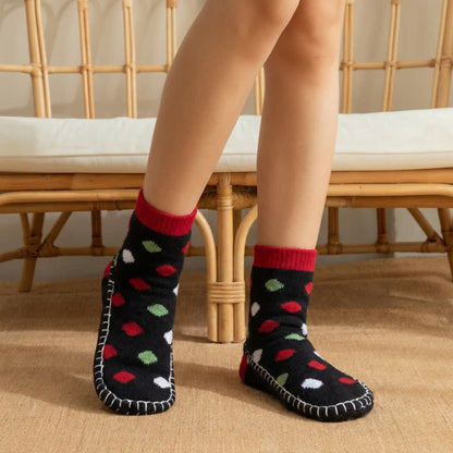 Chaussettes-chaussons antidérapantes à pois verts - Noir - EU36-40(US3-7) - image 9