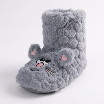 Chaussettes-chaussons duveteuses à motif chat rose de dessin animé - image 8