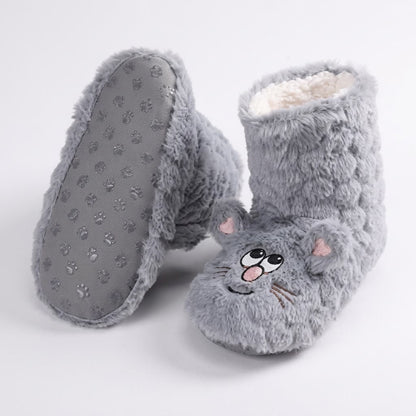 Chaussettes-chaussons duveteuses à motif chat rose de dessin animé - image 9
