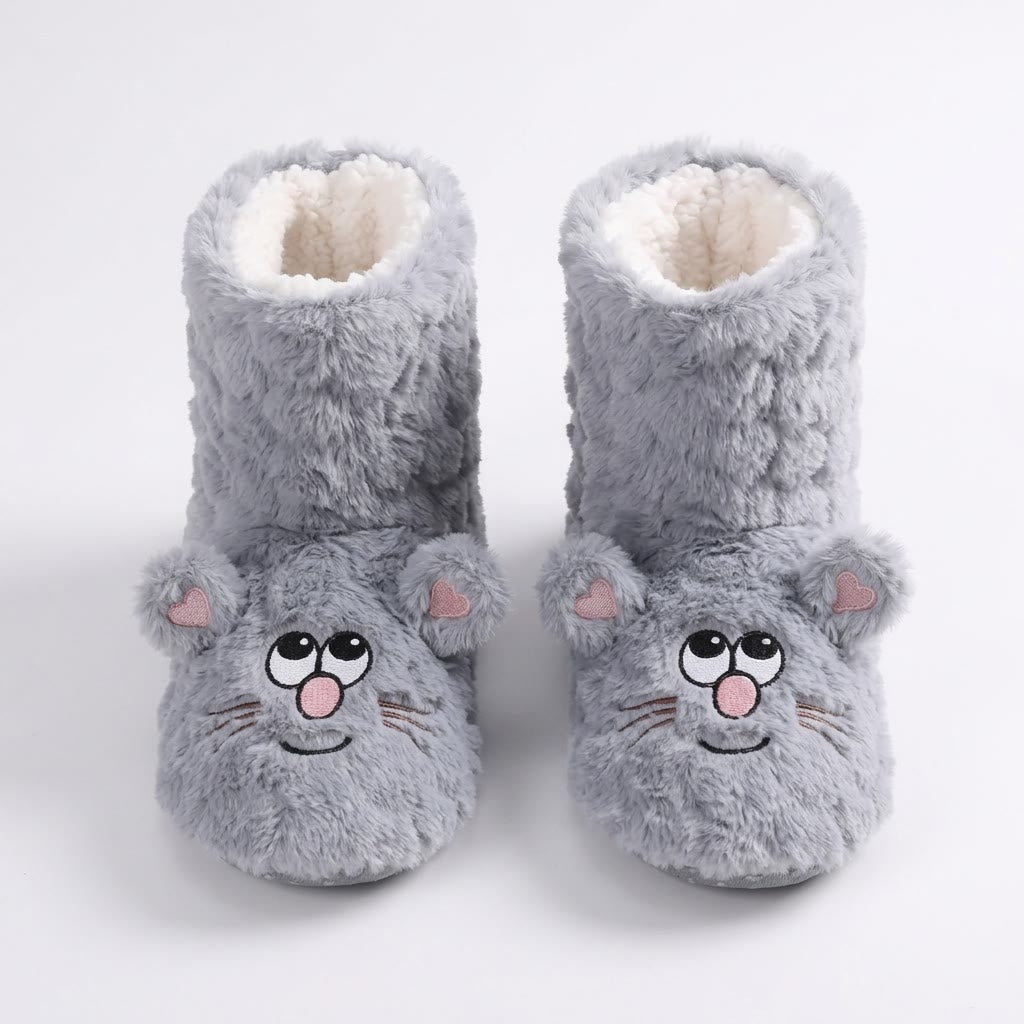 Chaussettes-chaussons duveteuses à motif chat rose de dessin animé - image 7