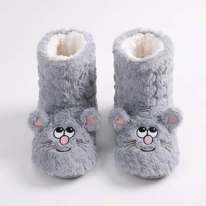 Chaussettes-chaussons duveteuses à motif chat rose de dessin animé - image 7