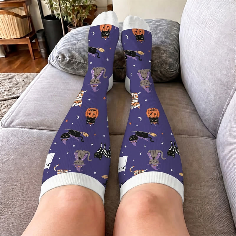 Chaussettes de compression grandes tailles motif maison hantée fantôme - image 3