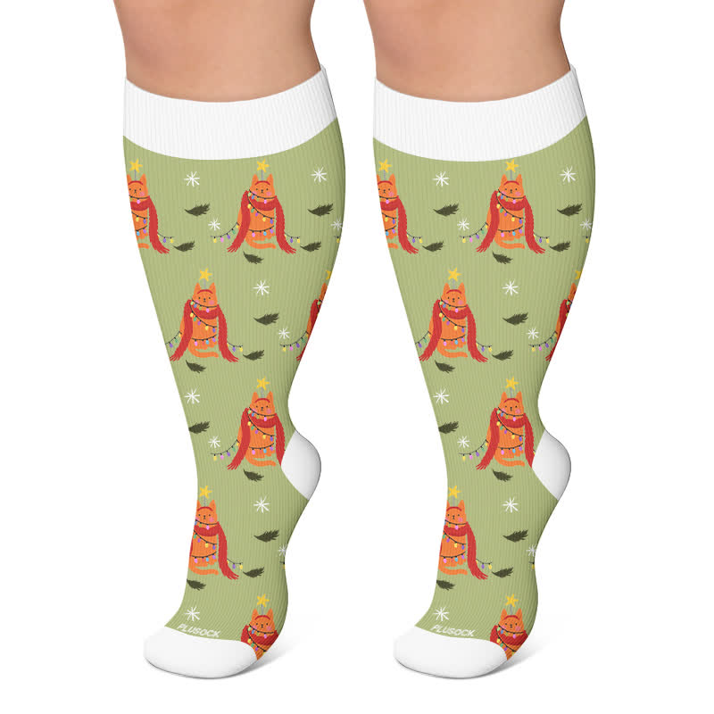 Chaussettes de compression pingouin de Noël grande taille - Vert - 4XL - image 6