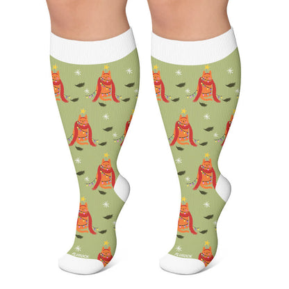 Chaussettes de compression pingouin de Noël grande taille - Vert - 4XL - image 6