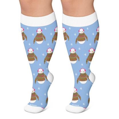 Chaussettes de compression pingouin de Noël grande taille - Bleu - 4XL - image 4