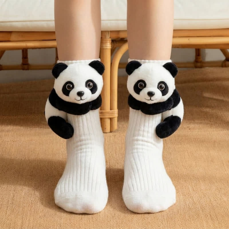 Chaussettes-chaussons animaux lapin gris 3D - Blanc - UE43-45 (US9-11) - image 2