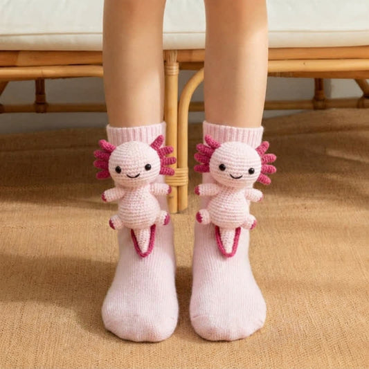 Chaussettes-chaussons animaux lapin gris 3D - Rose - UE43-45 (US9-11) - image 0