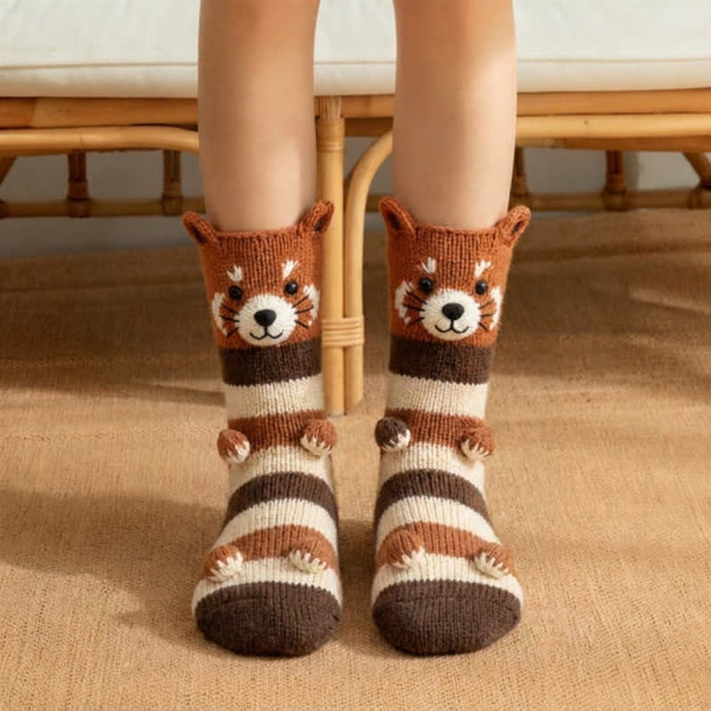 Chaussettes-chaussons animaux en peluche 3D axolotl rose - Brun - UE43-45 (US9-11) - image 2