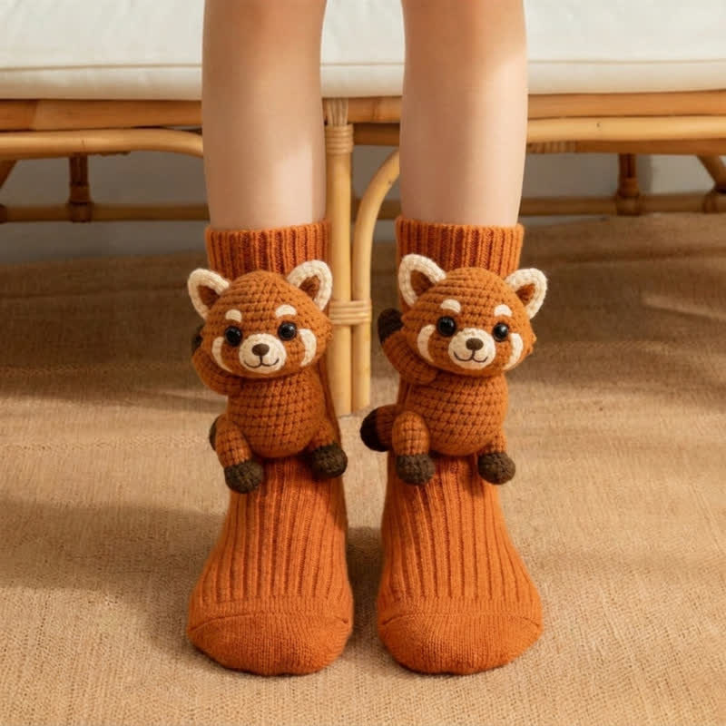Chaussettes-chaussons animaux en peluche 3D axolotl rose - Orange - UE43-45 (US9-11) - image 0